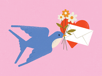 Happy Valentine's Day bird celebrate flowers heart holiday love mail swallow bird texture valentine valentines day