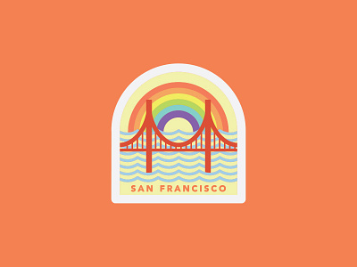 san francisco badge badge california golden gate bridge icon logo rainbow retro san francisco stamp travel