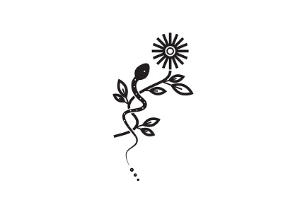 snake black daisy flash tattoo flower icon leaves minimal serpent snake sunflower tattoo