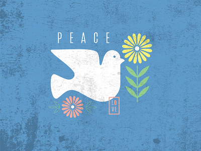 peace + love bird daisy dove flower grunge icon leaf love peace retro stamp texture