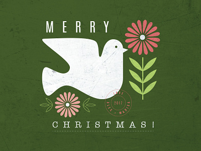 merry christmas bird christmas dove flower leaves plant stamp texture