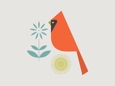 cardinal bird cardinal christmas feather flower geometric holiday leaf sun