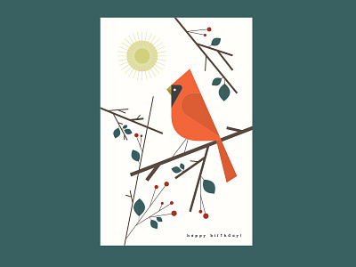 cardinal birthday card bird birthday branch card cardinal christmas geometric leaf minimalism sun tree
