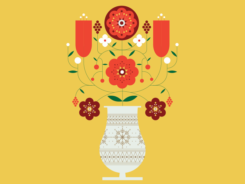 happy new year! i'm ready for spring now leaves leaf pattern tulip vase flowers floral spring new year