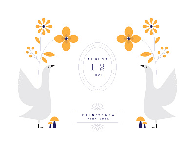 Birds birds ducks flowers invitation leaves mushrooms save the date