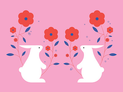 bunnies bunny floral flower leaves rabbit spring valentines valentines day