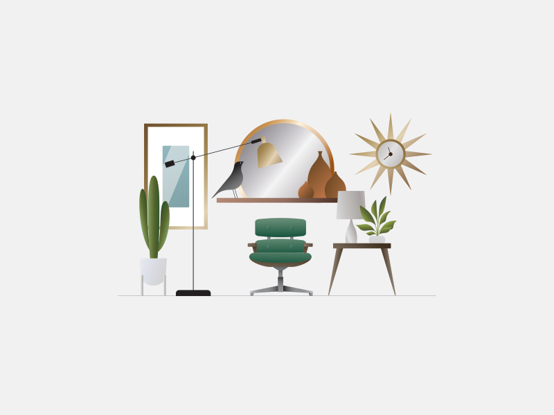 eames chair retro sunburst mirror cactus eames chair mid century modern interior design