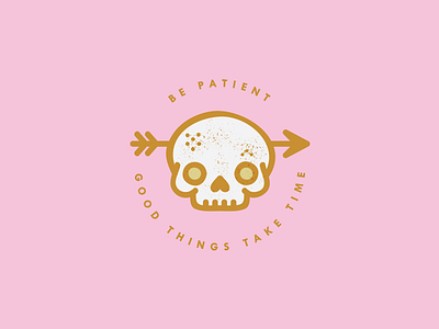 oldie but a goodie arrow patient pink skeleton skull waiting