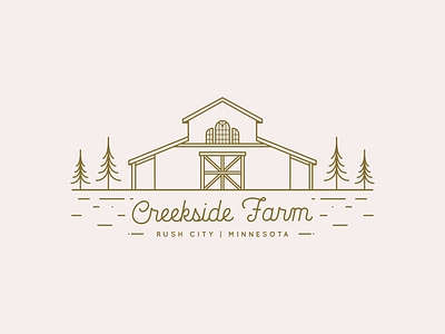 creekside farm barn farm logo love save the date trees venue wedding wedding invitation