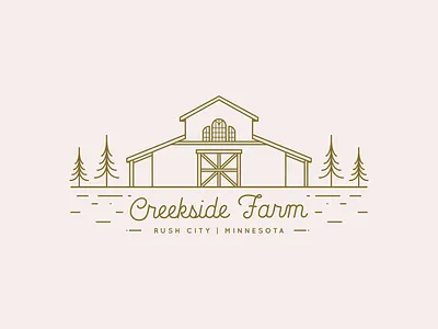 creekside farm barn farm logo love save the date trees venue wedding wedding invitation