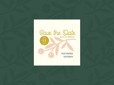 save the date branch california floral flower invitaiton leaf marriage olive branch palm springs save the date stamp wedding