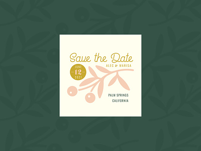 save the date branch california floral flower invitaiton leaf marriage olive branch palm springs save the date stamp wedding