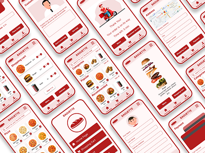 baguette restaurant app delivery fastfood food google online order payment restaurant ui ux wireframe