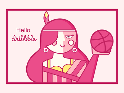 Hello Dribbble！ basketball debut dribbble first hello idea invite lady shot