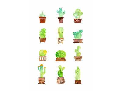 Cacti cacti cactus watercolor