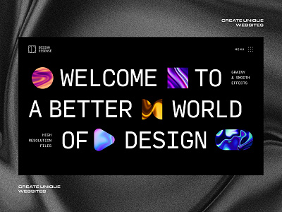 Abstract Typo Hero Website backgrounds black colorful geometric gradients hero image texture typography ui webdesign