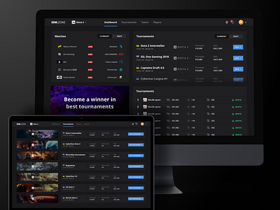 Esports Tournament Website dark ui dashboad enterprise esport profile tournament ui user experience user inteface ux web