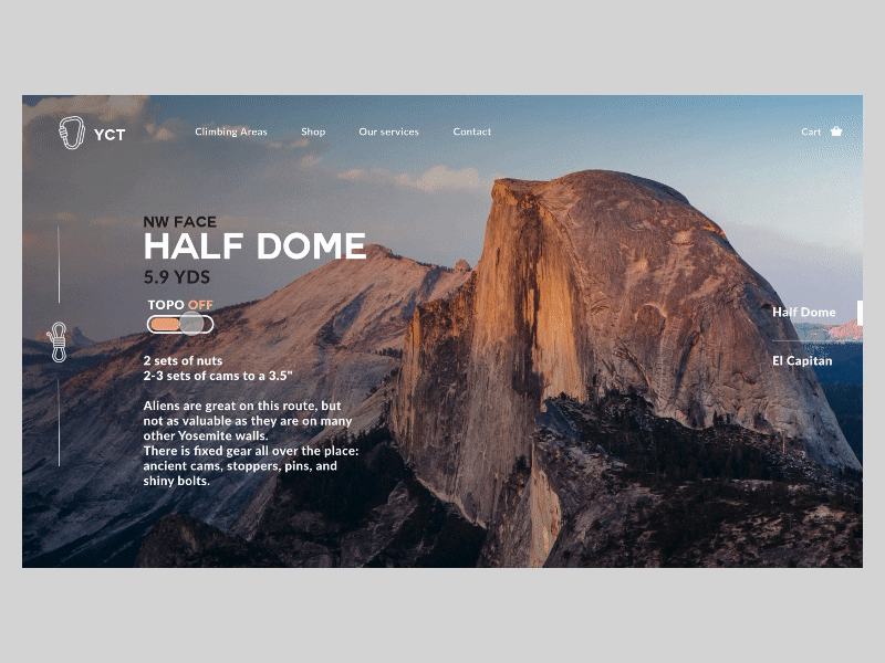 Yosemite Climbing Topos animation climbing product design startup ui ux uxdesign uxui uxuidesign webdesign yosemite