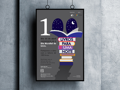 Iniciativa “100 livros para 1 noite” design illustration poster vector