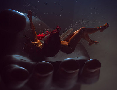 Falling 3d art 3d artist body concept concept art girl character hand underwater water