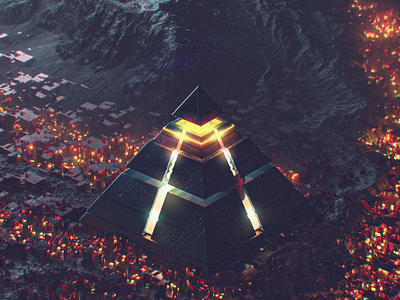 Pyramid City 3d render design city pyramid