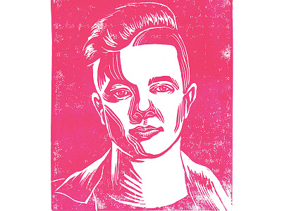 Linocut Portrait carving design graphic design illustration ink linocut portrait stamp