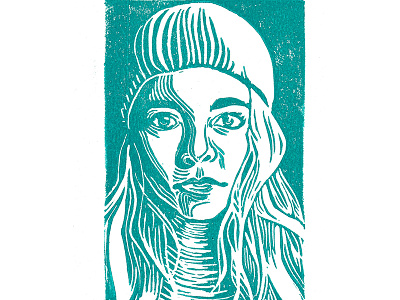 Self Portrait Linocut carving design graphic design illustration ink linocut portrait stamp
