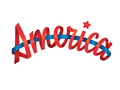 America america fourth of july illustration lettering ribbon type typography vector