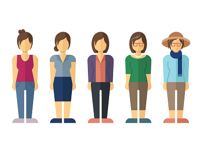 Stages of Life Characters age character character design female illustrate illustration vector woman
