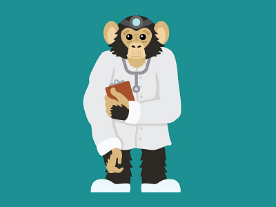Doctor Chimp animal cartoon character chimpanzee illustrate illustration monkey vector