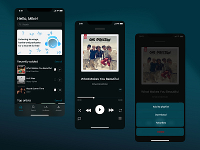 Music Player App app dark design mobile mobile app music music app music player play song streaming ui ux