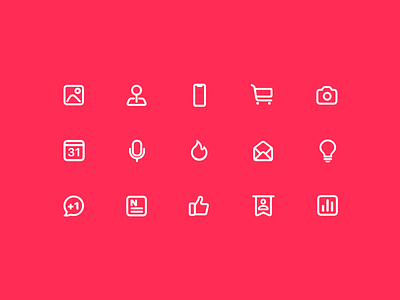 cms icons linear calendar camera fire image img iphone level light bulb mail map microphone news shopping cart thumbs up vote