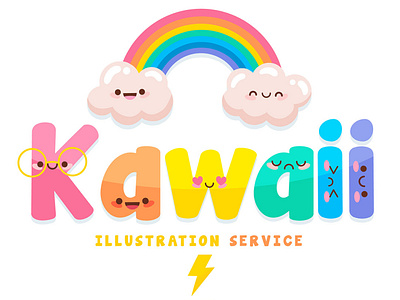 Kawaii Illustrator buyvector clouds cut cute draw faces hireanillustrator hireme illustration japan japanese kawaiiaesthetic kawaiifood kids love misschatz rainbow rainbows