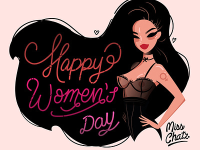 Happy Women's Day babe celebrate celebration cute cutie freelance happy hottie illustration lingerie pinup vixen womens womens day womensday