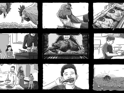 Chicken Process Storyboard arabian black black white chicken cook farm freelance illustration sketch sketching stortelling storyboard storyboard artist storyboarding