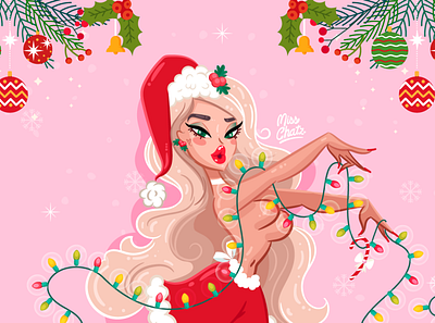 Getting Ready for Xmas babe babes blond blondie card chick chicks christmas card christmas party girl girls holiday hottie ladies lady pinup pinup girl season vixen woman