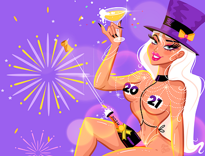Happy New Year babe beautiful bottle celebrate champagne girl girls happy hottie meow moet mua new pinup pop pretty prosecco queen sexy year