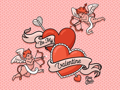 Be My Valentine babies banner cherub cupid cute design february freelance freelancer hearts lady love love you lover sexy sticker valentines vector wings