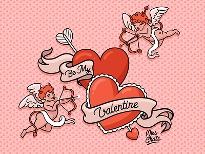 Be My Valentine babies banner cherub cupid cute design february freelance freelancer hearts lady love love you lover sexy sticker valentines vector wings