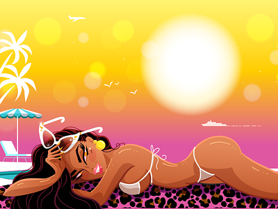 SUMMER TIME babe bikini cute fun girl girls holiday hottie illustration illustration design illustration digital miamaich pink pinup pool summer sun sunny time vixen