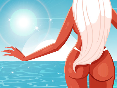 Hot Girl Summer babe beach bikini cute design freelance girl hot hot girl illustration ladies ocean pinup summer woman women
