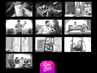 Mobile Shopping Storyboard camera designer film filmmaking frames freelance freelancer illustration illustrator movie production production house series short sketch storyboard web