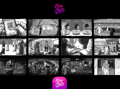 Covid-Free Cinema Storyboard advertising amc arab arabian cinema covid film free freelance illustration illustrator mobile movie production sketch storyboard