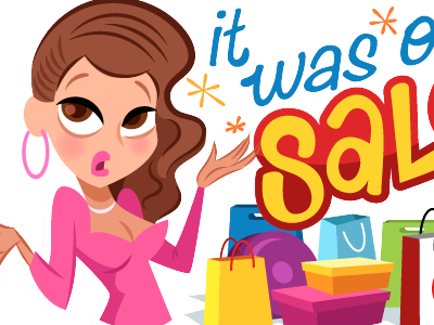 Sale bags chat illustration lady sale shopping sticker