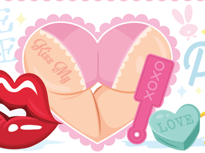 Valentine's bunny candy heart kiss lips love misschatz sexy sticker theme true valentine