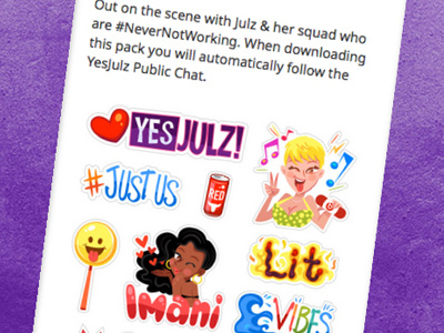 Viber Yesjulz Sticker Pack beats lady lit nevernotworking party squad sticker viber vibes yesjulz