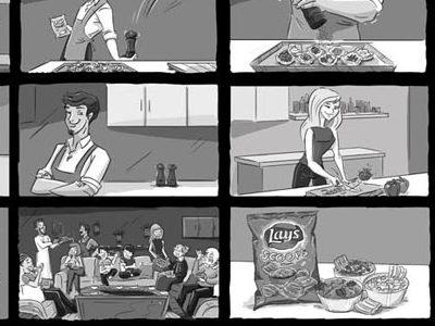 Lays Storyboard artists bw chips freelnace lays middle east scoops sketch storyboard