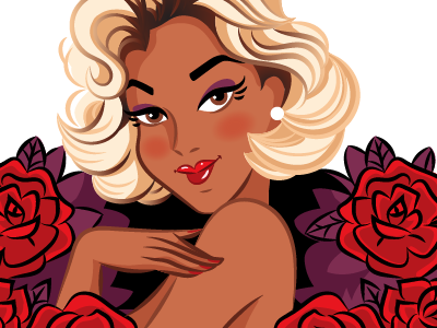 Noire Pin-Up Logo african beauty design lady logo nlack noire pinup roses shampoo woman