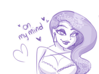 On My Mind girl lady mind naughty pinup sassy sexy sketch thoughts