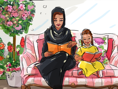 Color Storyboard abaya arab arabian artist freelance girl kid middle east read sketch storyboard woma